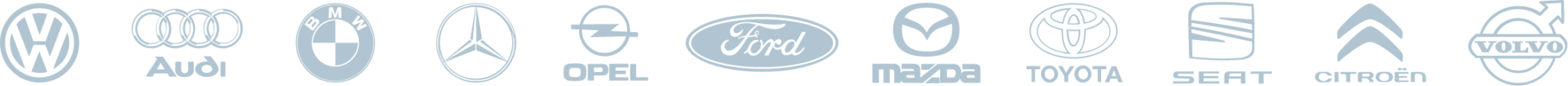 Mărci auto: Volkswagen, Audi, BMW, Mercedes-Benz, Opel, Ford, Mazda, Toyota, Seat, Citroën, Volvo
